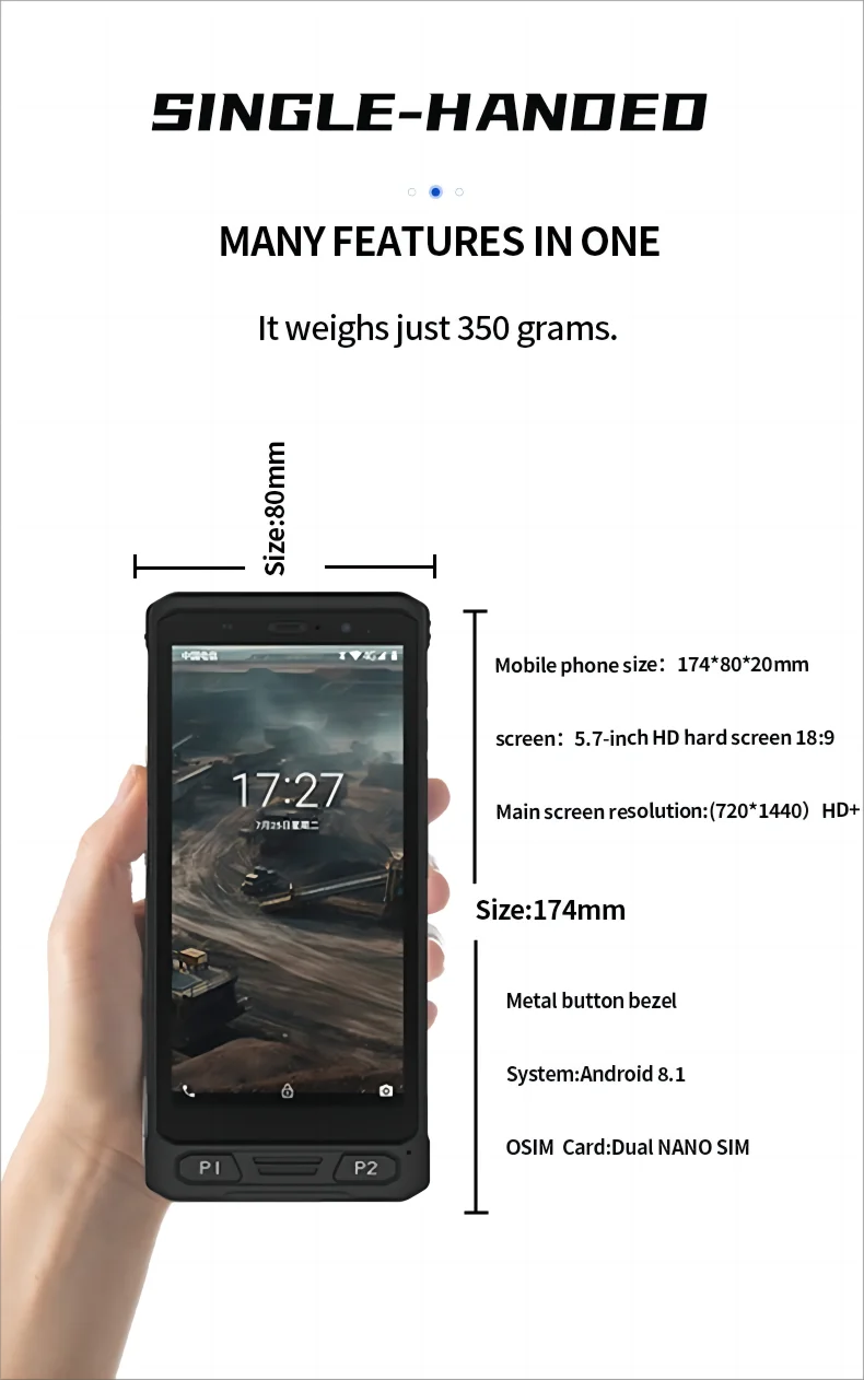 Customizable DMR Digital Simulation 8200mAh battery 8Ω 2W loud speaker design Dual SIM card Rugged Phone