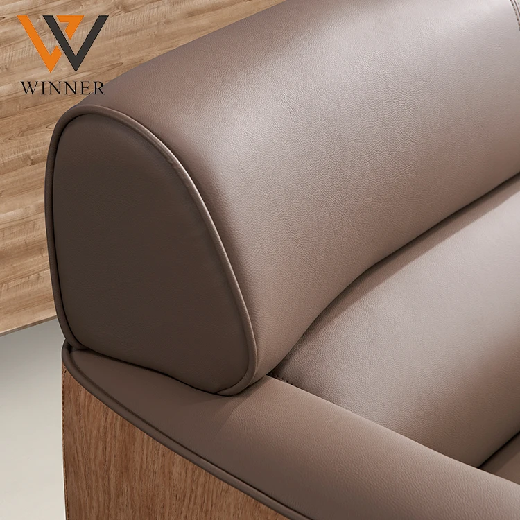 Sitting area 3 seater home furniture sofa with stainless legs boss PU modern leather office sofa set