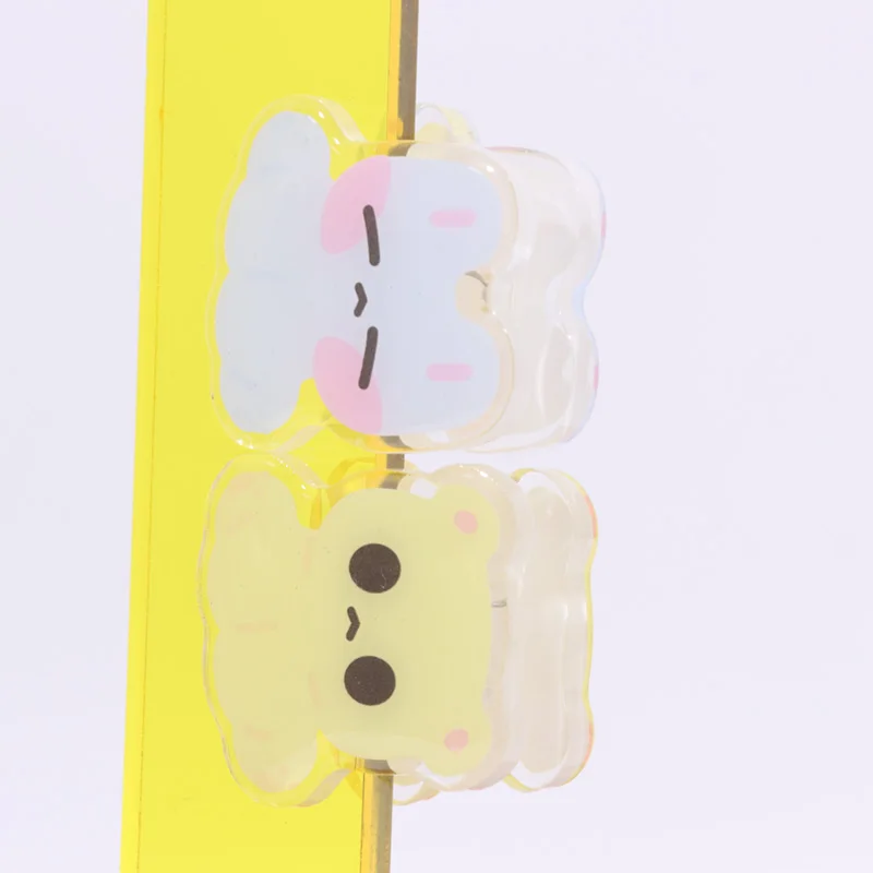 Прозрачные акриловые канцелярские зажимы Vigreat с индивидуальным логотипом, милые прозрачные акриловые зажимы для бумаги, Мультяшные аниме зажимы для волос из акрила