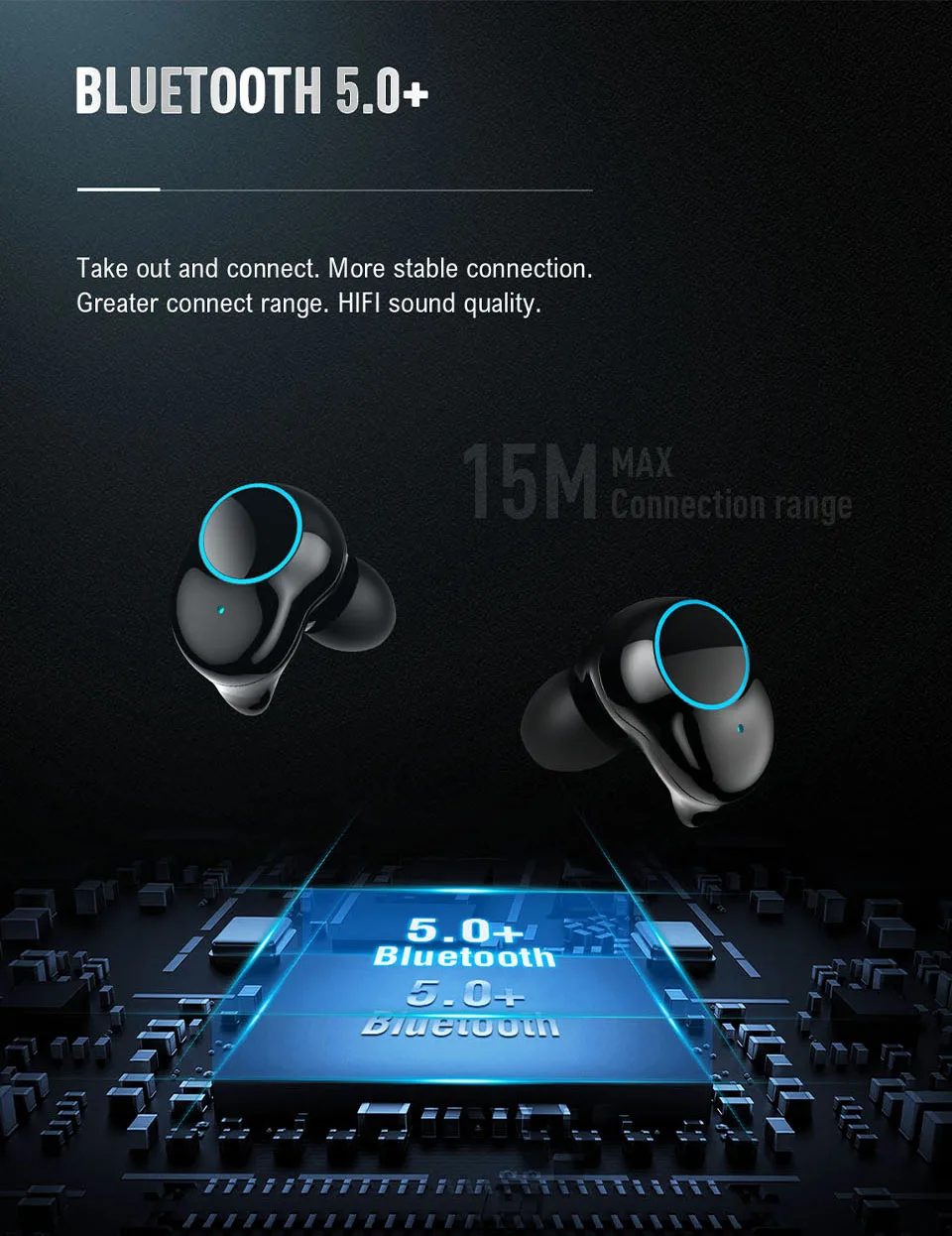 Blue tooth Wireless T3X TWS In-Ear Dual Driver Earbuds Waterproof by ODDLOOPS