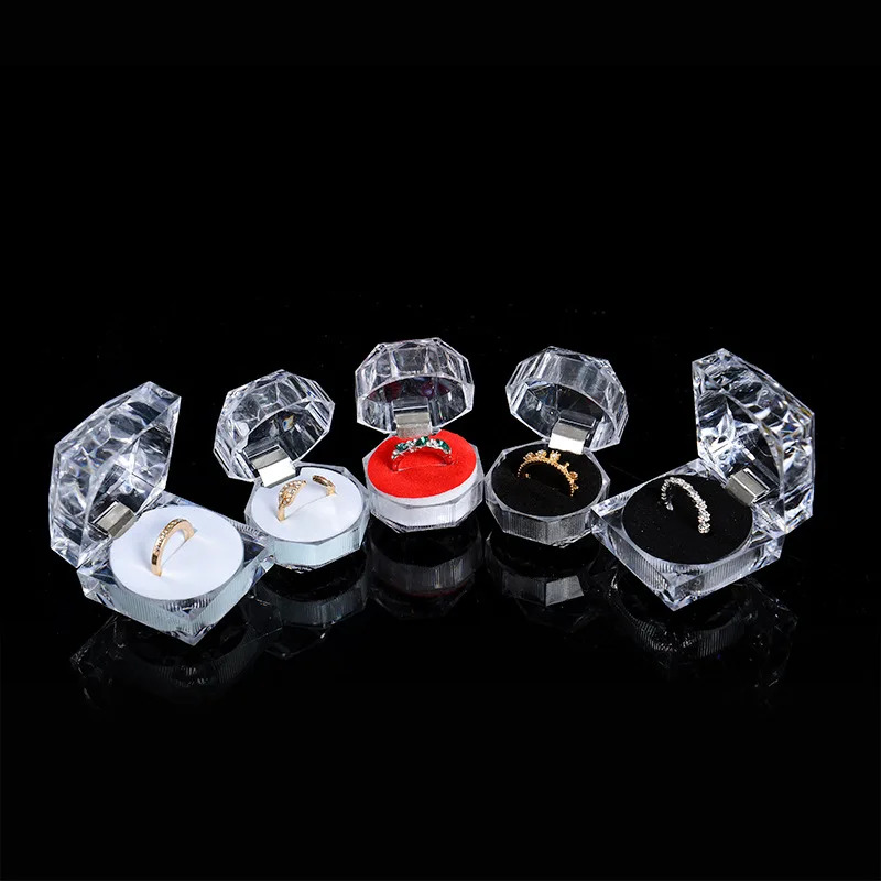 Hot Sale Transparent Jewelry Package Box Acrylic Ring Earring Wedding Jewelry Storage Packaging Gift Box