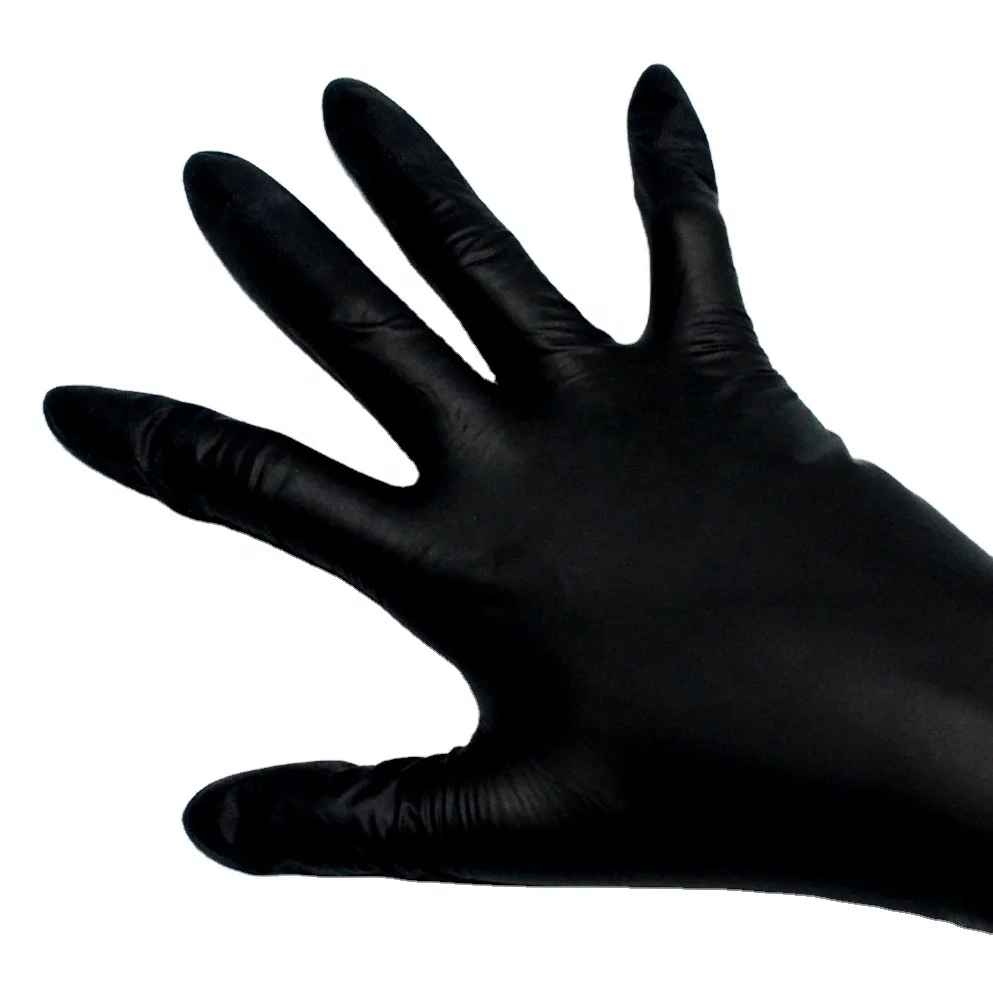Нитриловые перчатки сверхпрочные промышленные одноразовые беспорошкообразные черные для ухода за