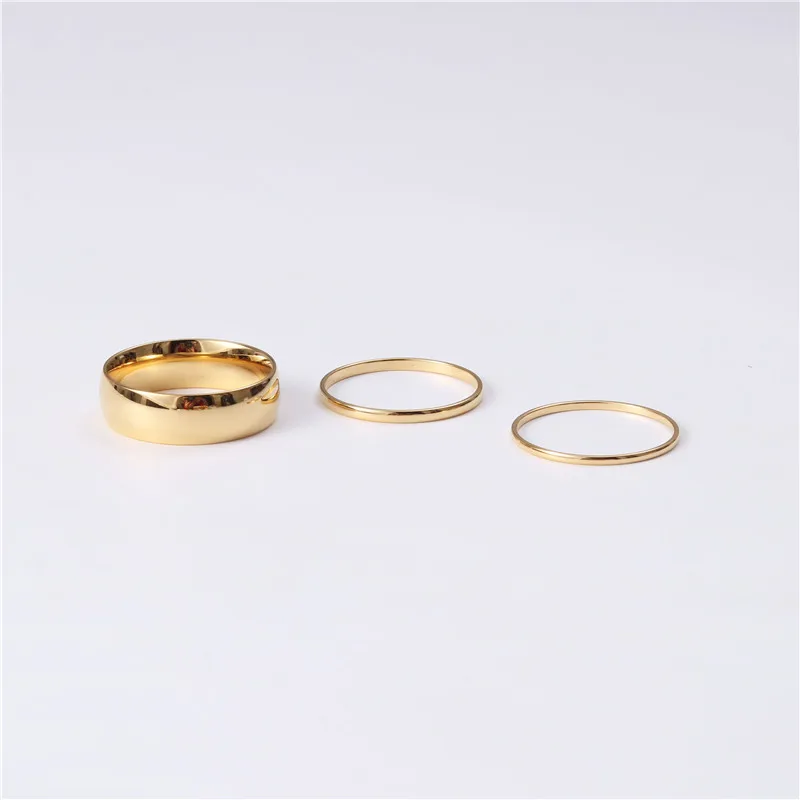 Dropshipping Simple styles stainless steel 18K gold plated fingers rings jewelry women trendy
