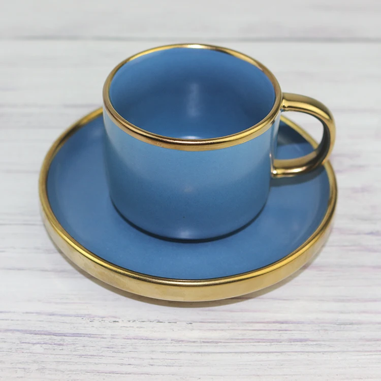 Hot Sale 6 Colors Turkish Coffee Cup Porcelain Cup and Sauce Arabic Coffee Set with Color Box