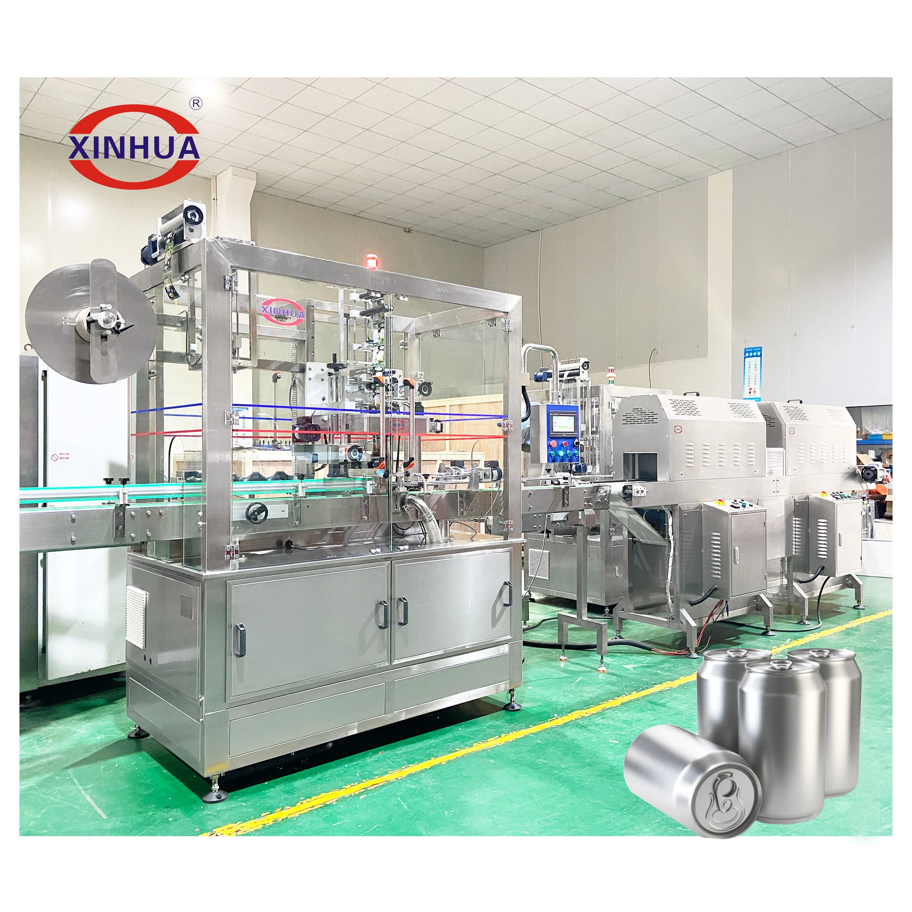Shanghai XINHUA Beer Beverage Drink Can Sleeve machine Can Shrink Sleeve Label Applicator Can Labeling Machine
