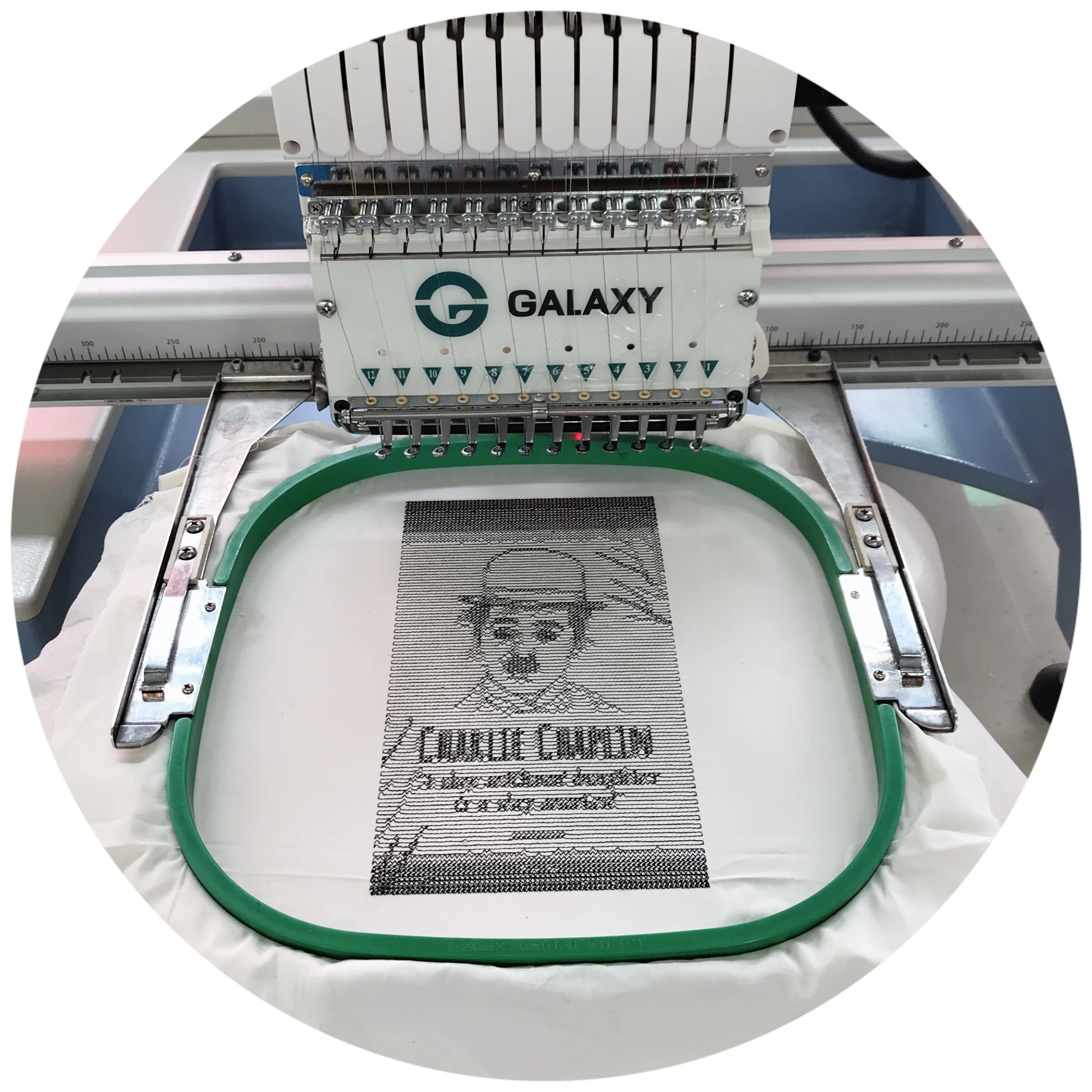 HOT SALE  FAST DELIVERY !!! GALAXY HIGH SPEED 1201 PICTURE 2 EMBROIDERY MACHINE LOGO MONOGRAM GARMENTS FABRIC INDUSTRIAL