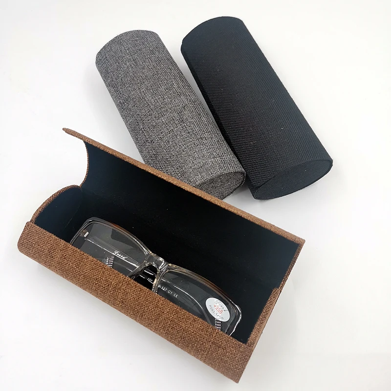 Handmade customizable LOGO High-end linen cylinder glasses box Fashionable simple glasses case