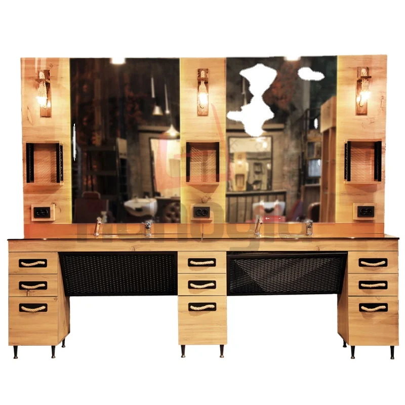 Современная мебель для парикмахерской, двухсторонняя зеркальная станция, зеркало для парикмахерской, красоты, опционально цвета, дерево