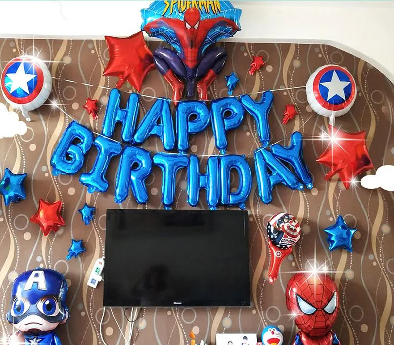 Лидер продаж, подарки на день рождения для мальчика, Человек-паук, астронавты, ракета, автомобиль, алюминиевые шары, с днем рождения, праздничные украшения: воздушные шары, наборы