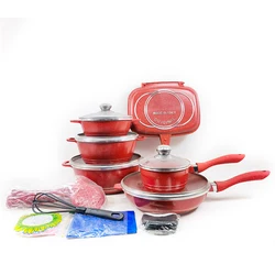 Dessini 23pcs Non Stick Cast Aluminium Pots Sets Cooking Cookware Set Pots and Pans with Glass Lid