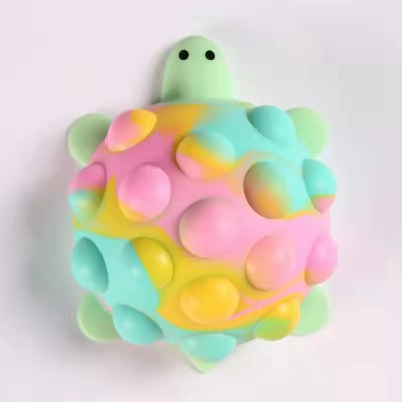 2022 Popular Silicone 3d Anxiety Stress Relief Cube Push Bubble Pop Sensory Rainbow Popper Mini Squishy tortoise  Fidget Toy