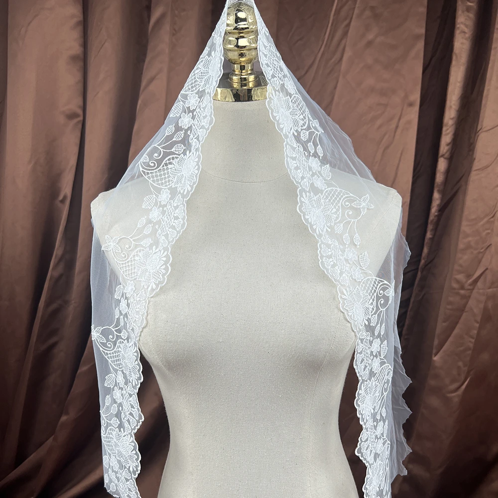 Black or White French Scalloped Mesh Trim Lace High Quality DIY Bridal Veil Lace Wedding Dress Floral Lace Trimming