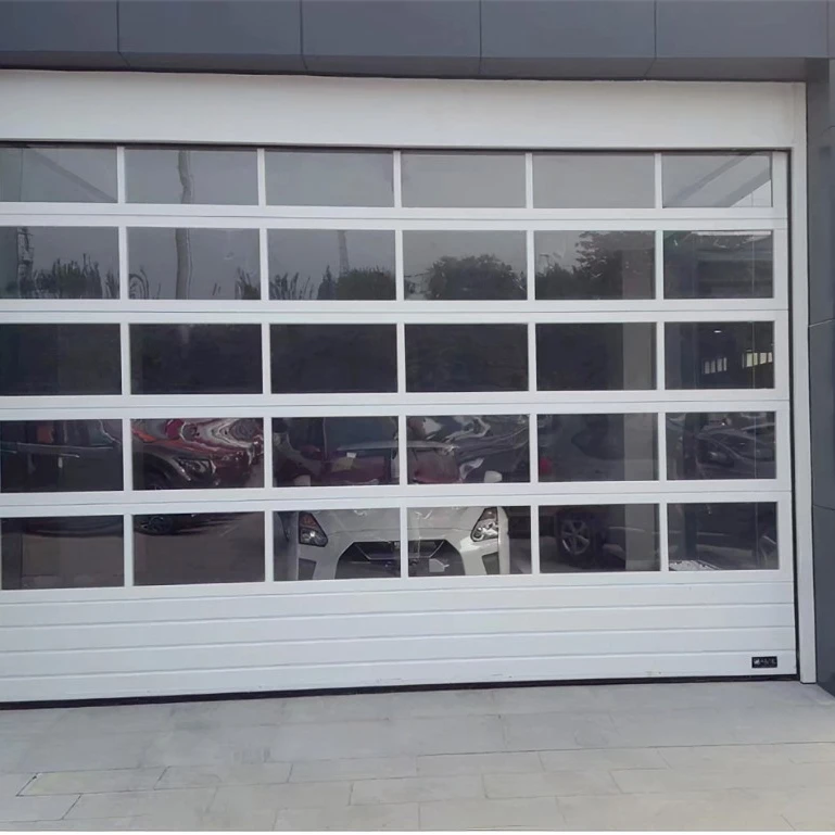 Automatic sectional tempered glass aluminum black frosted clear glass safety doors for car store