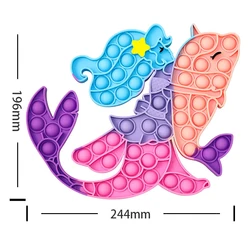 Different Design Pops Poppers Silicone Stress Reliever Cool Animals Mermaid Bear Rainbow Silicone Fidget Toy