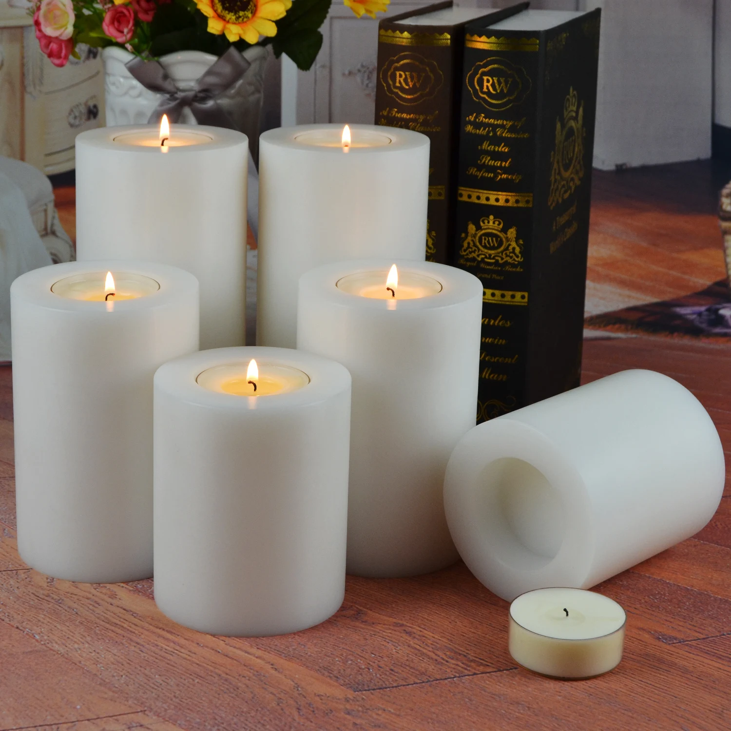 Decorative White Polyolefin Resin Tealight Candle Holder