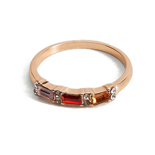 Gemnel 925 sterling silver 14k gold plated zircon color rainbow sapphire ring for women