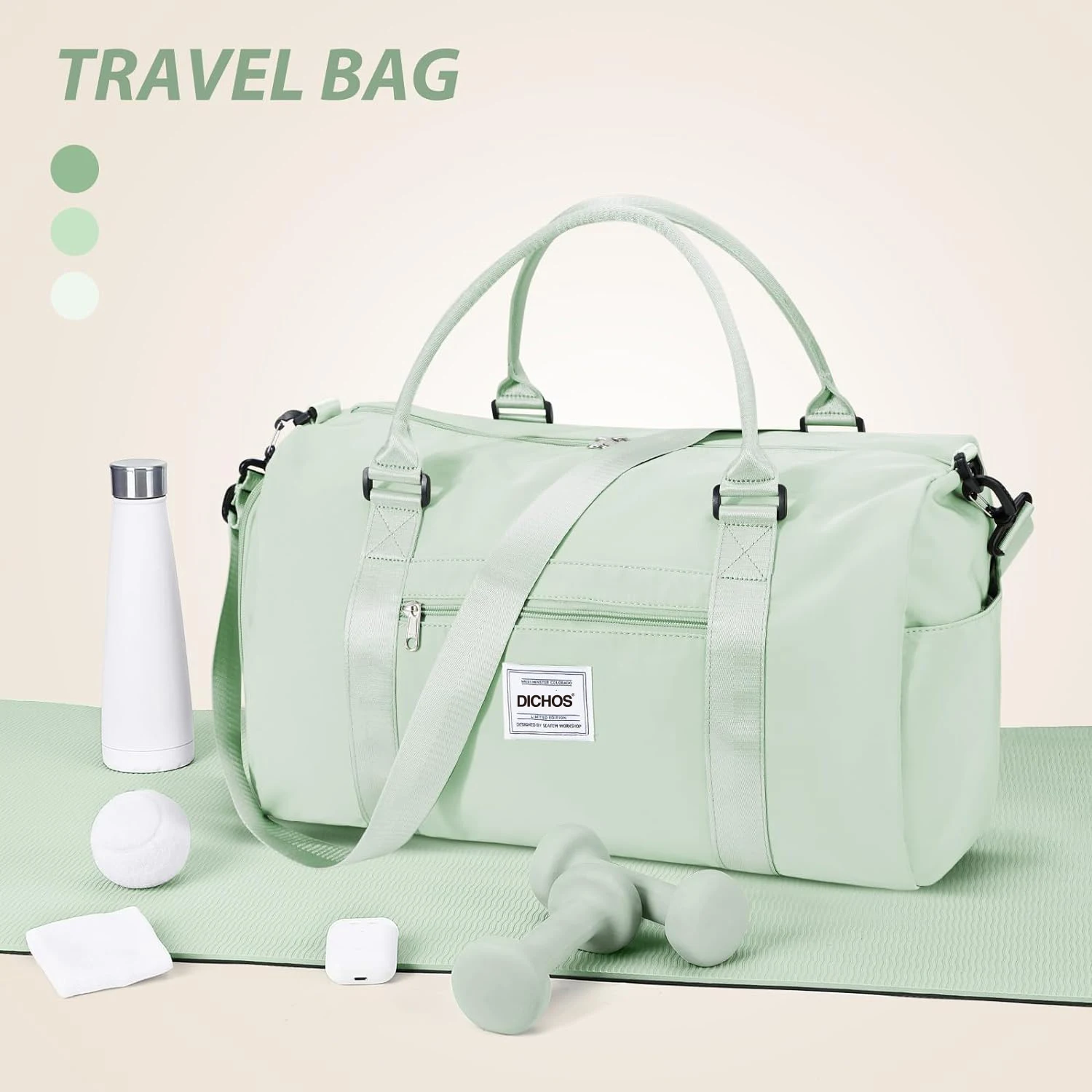 Dichos Travel Duffel Bag Sport Gym Fitness Bag Workout Sports Duffle Bag with Wet Pocket & Shoes Compartment