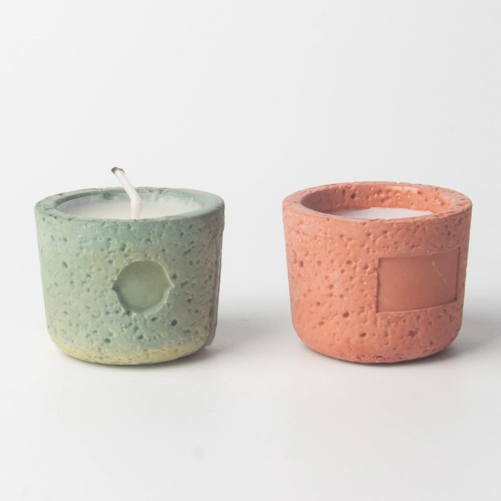 Wholesale Candle Jars Custom Engraved Logo Small Cement Candle Holder Vessels for Home Decoration Candle Containers for Scents