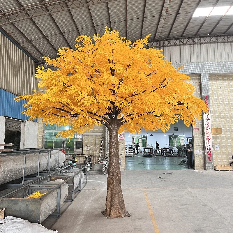 Outdoor With Uv High Quality Large Artificial Ficus Tree Outdoor Decoration Artificial Banyan Tree Yellow Color