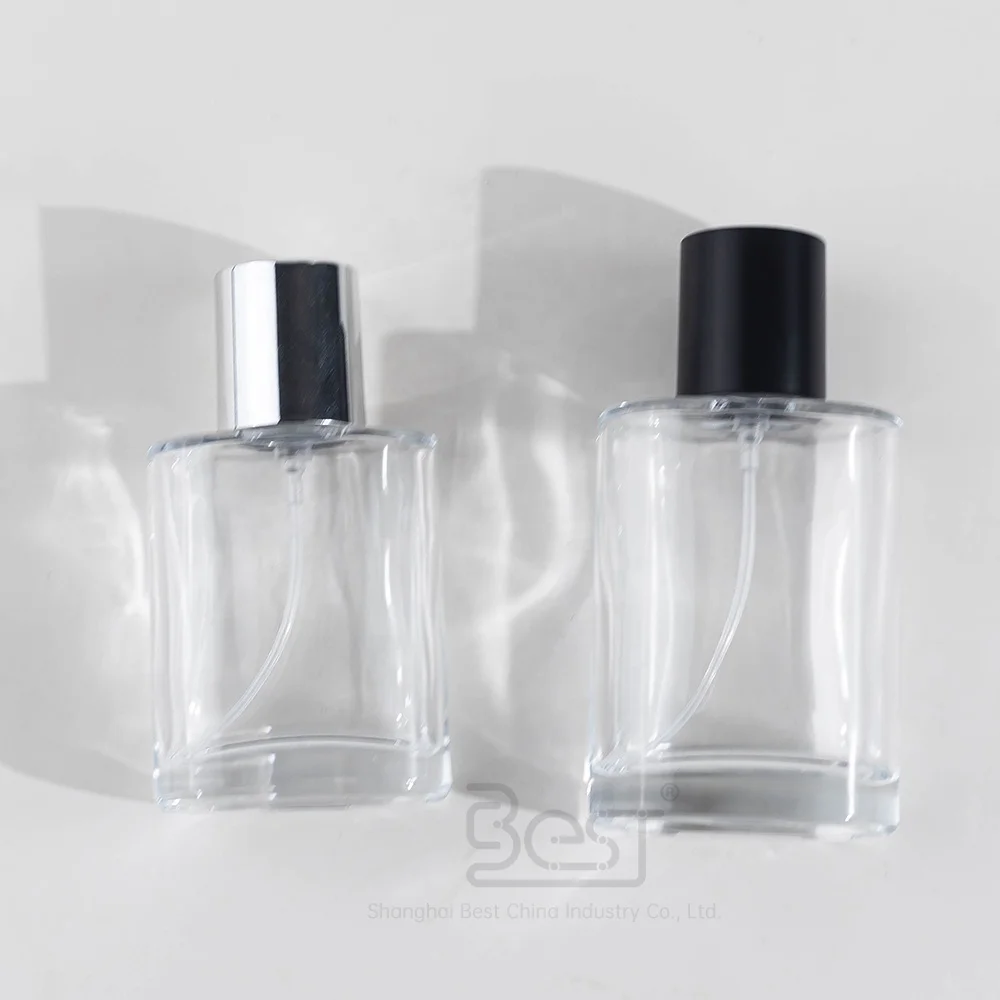 Classic Wholesale Transparent High Quality Round Spray Special 30ml  50ml Glass Perfume Bottle with  Aluminum Pump Sprayer
