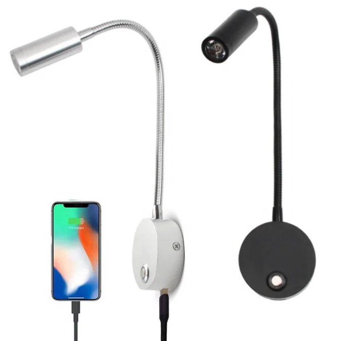 12-24v RV Reading Lamp USB Touch Dimming Flexible Gooseneck Lamp Boat Camper Trailer Motorhome Interior Lighting