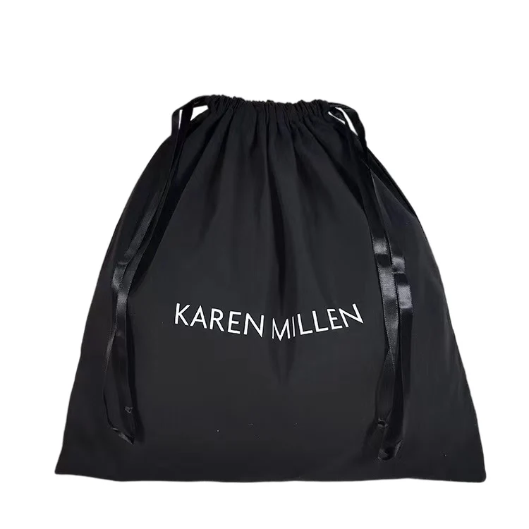 Eco friendly large custom logo print cotton cheap white covers luxury purse drawstring dust bag for handbag