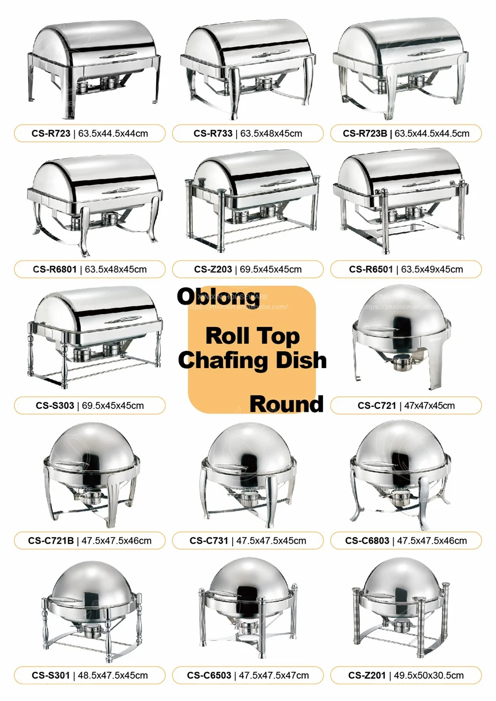 Factory All Types Roll Top Chafing Dishes Used Buffet Stainless Steel Restaurant Kitchen Equipment For Hotel Restaurant