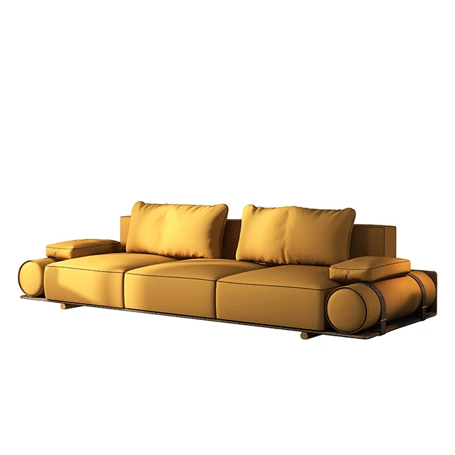 Italian light luxury leather sofa postmodern minimalist designer high-end luxury villa living room whole house furniture