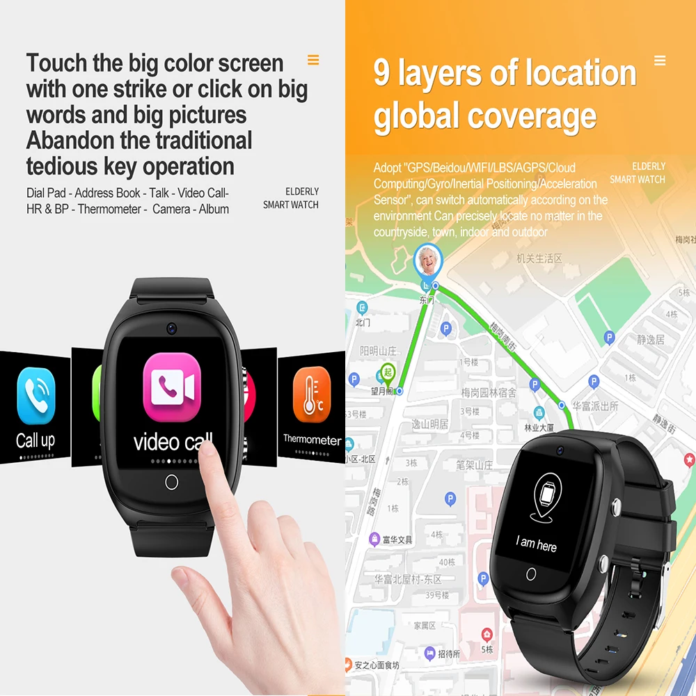 Умные часы D300 650MA 4G SIM-карты sim-SIM-карты с функцией вызова GPS LBS