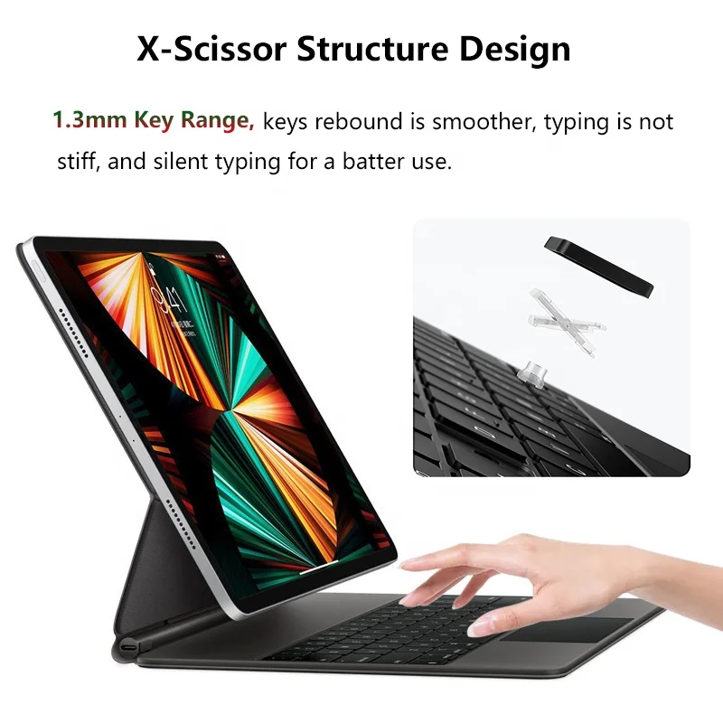 Magic Keyboard Ultra Slim RGB Backlit Multi-Touch Trackpad Magnetic Clasp Keyboard Case for  for iPad Pro 11 iPad Air 5th/4th