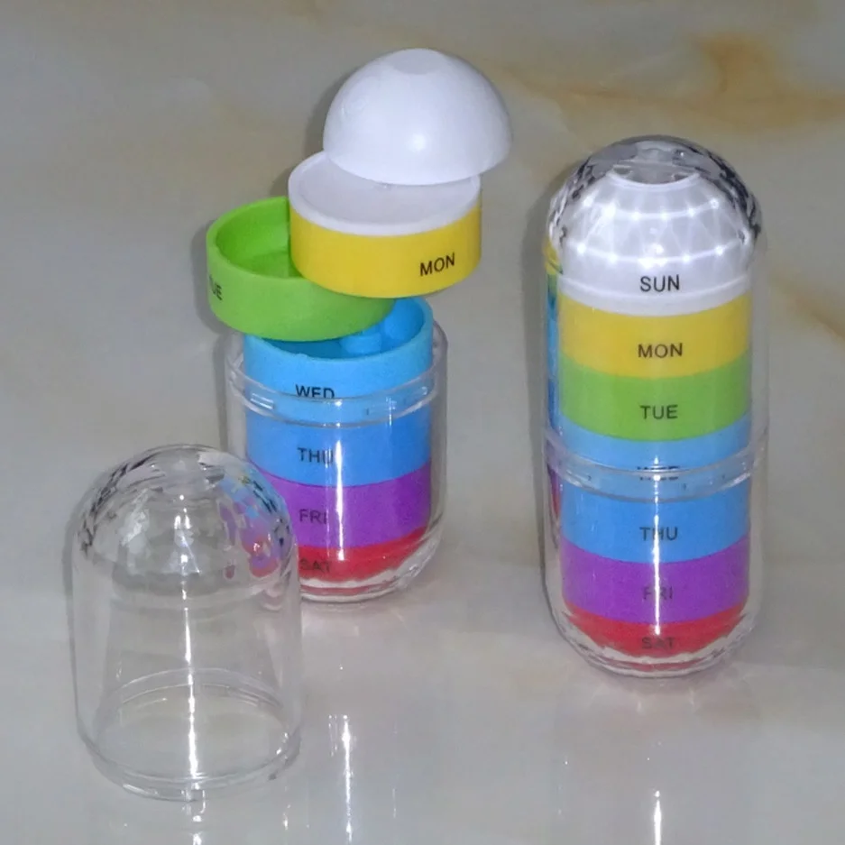 Capsule shape Weekly  medicine Pill Case