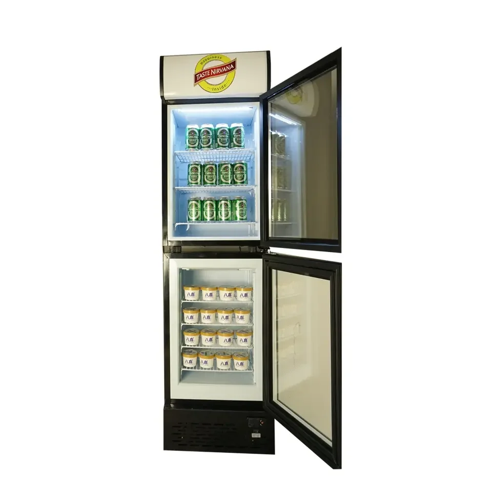 Meisda SC68B+SD50 OEM Glass Door Beverage Fridge and Ice Cream Popsicle Freezer With Together Combination
