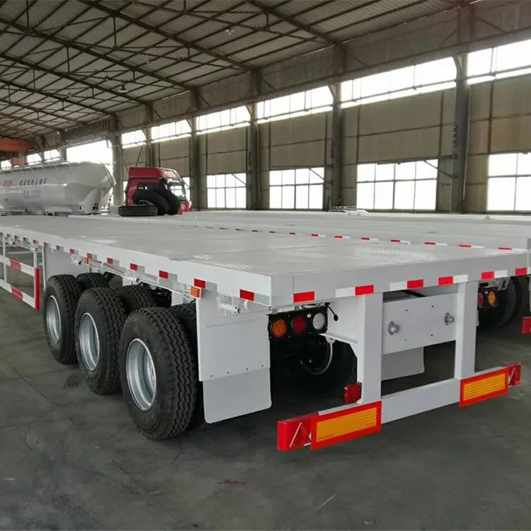High Quality Tri-axle 40 Feet Container Flatbed Truck 40ft Flatbed Semi Trailer For Sale
