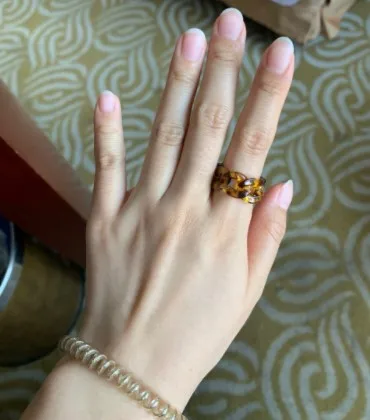 2021 New Design Green Resin Acrylic Link Chain Finger Ring Twisted Clear Leopard Printed