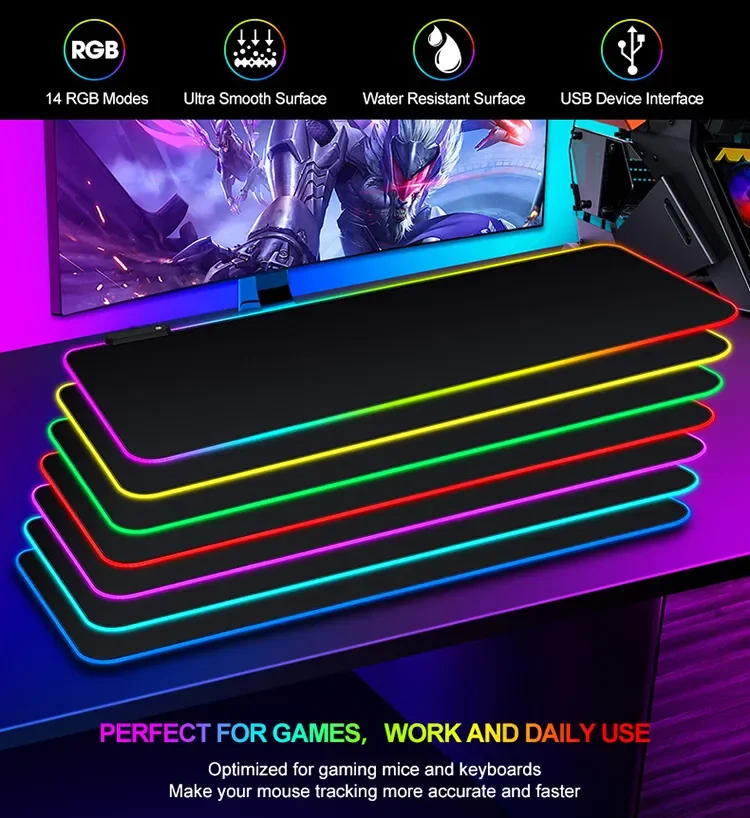 RGB mouse pad 800x300mm non-slip Mauspad Large LED light-up mouse pad Waterproof gaming keyboard pad