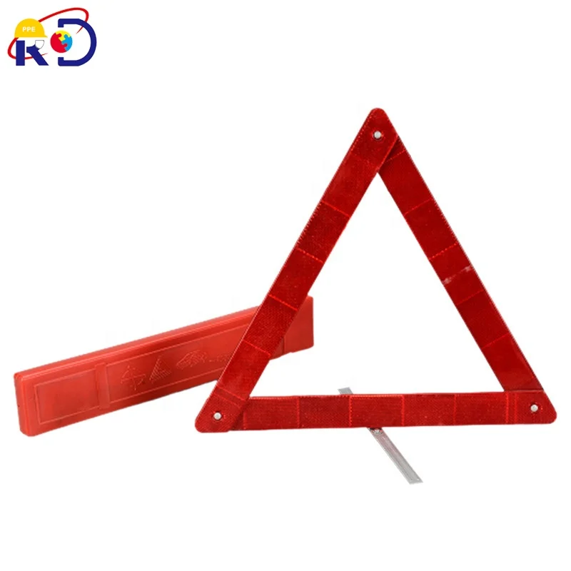 plastic box packed reflective red car warning triangle sign