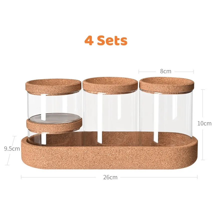 new product ideas 2023 4 pack qtip holder dispenser for cotton ball 2023 new product Multifunctional glass storage jar