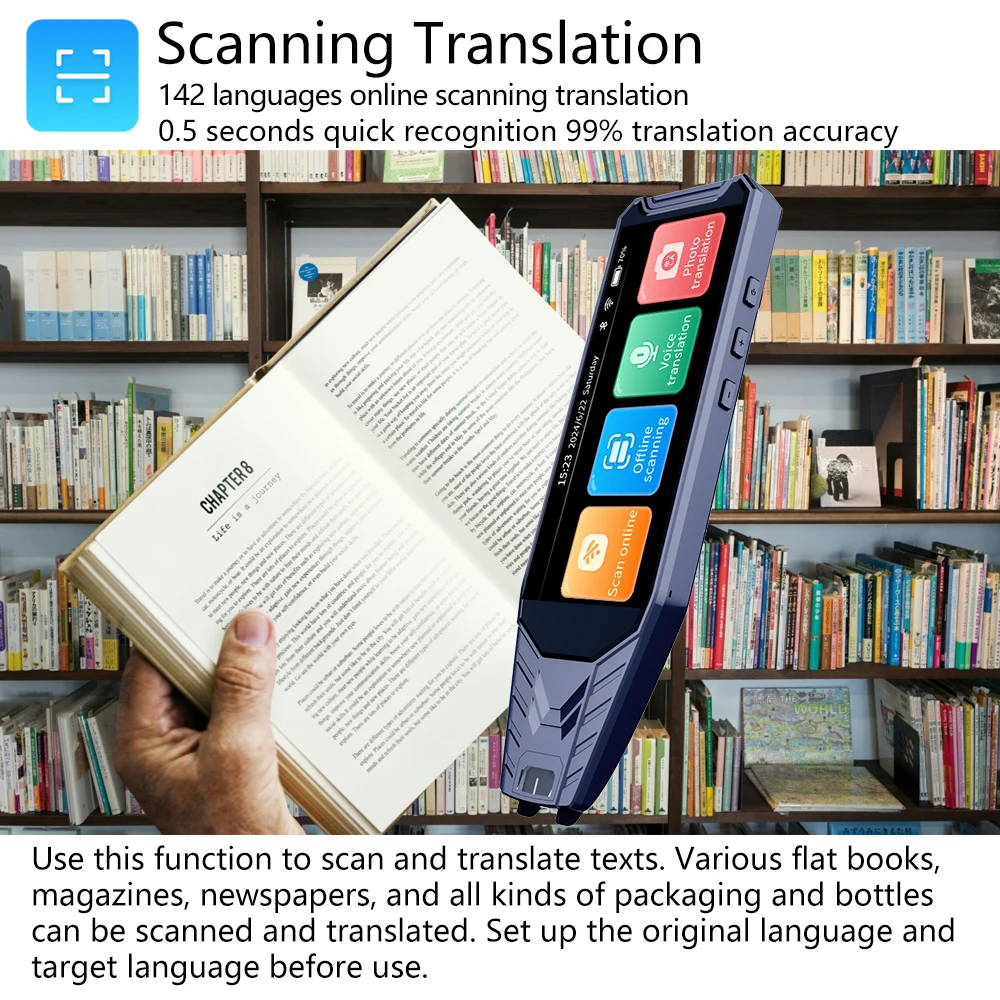 142 language online voice translation, text scanning translation pen,real time text photo translation 4.0-inch touch screen