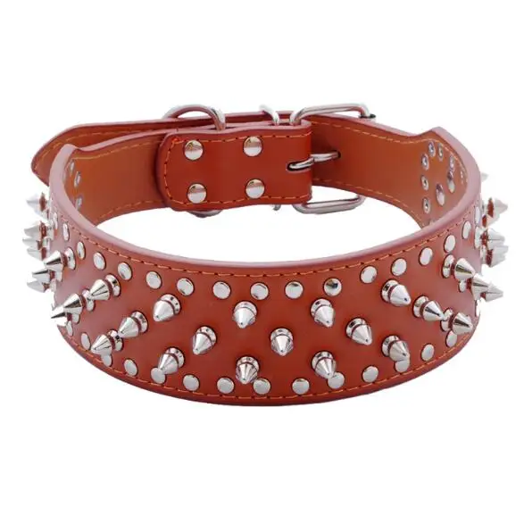 
Dropshipping Studded Leather Gothic Collars Pitbull Bulldog Adjustable Spiked Leather Dog Collars 