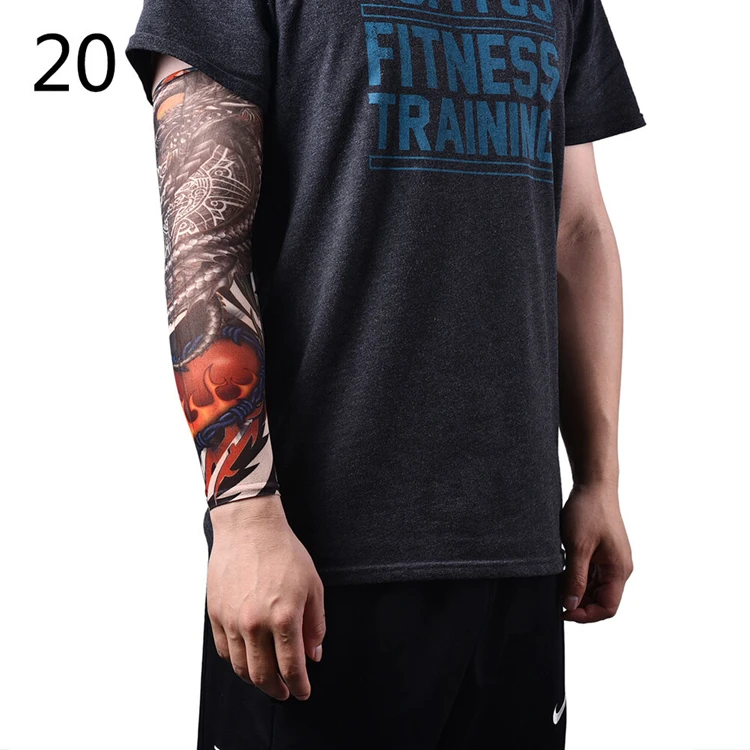 QAKGL New Fashion Men Women Seamless Nylon Fake Tattoo Sleeves Designs Body Arm Custom Fake Tattoo Sleeves For Cool Men Women
