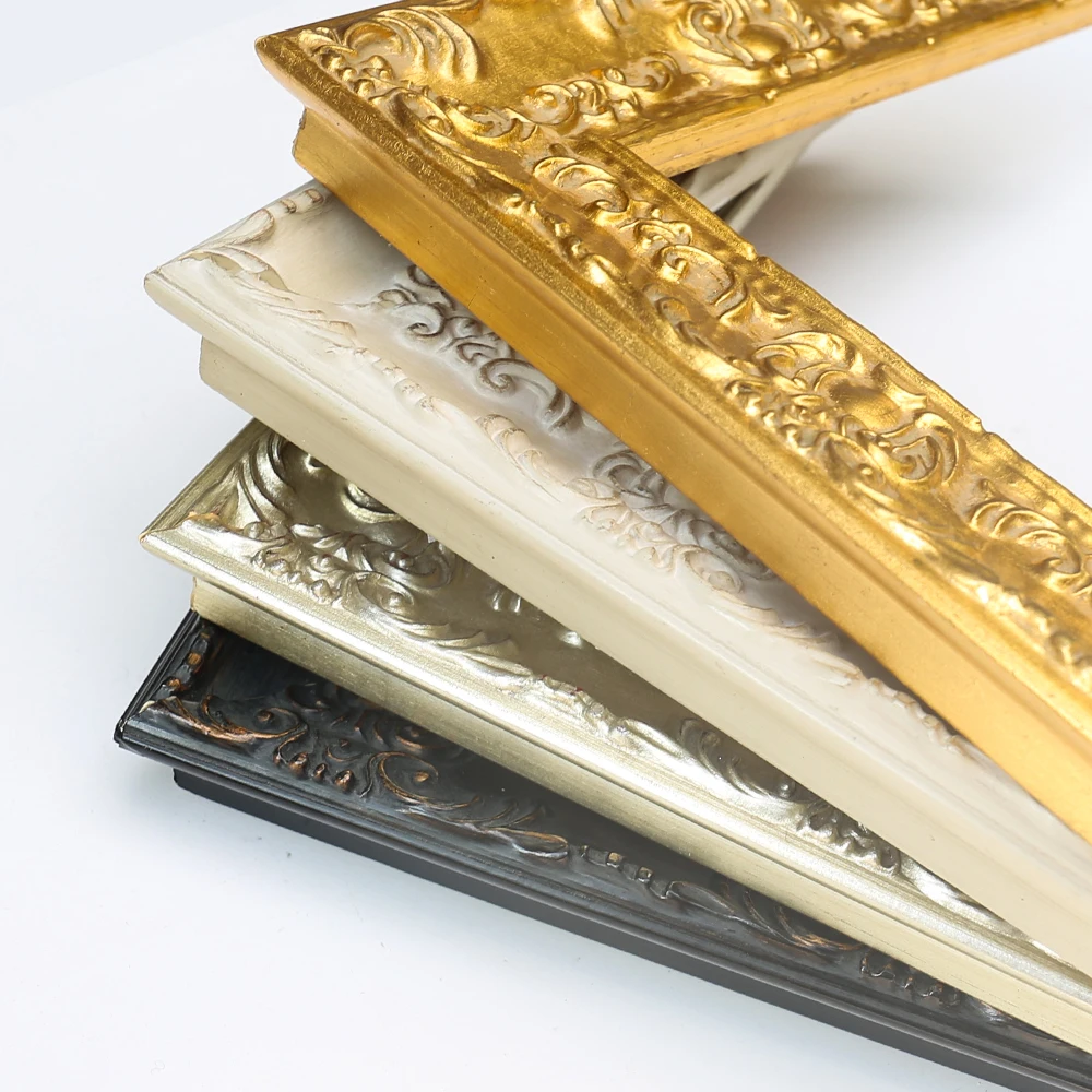 European Luxury Baroque Style Gold Craved Leaf Wooden Photo Frames Wholesale Picture Frame