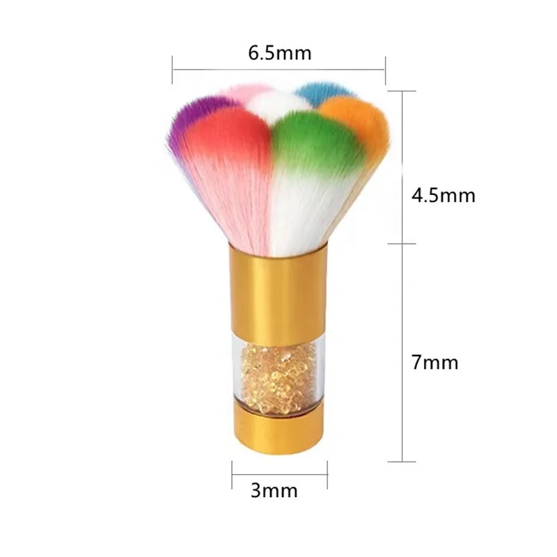 Big size Manicure Colorful Acrylic Crystal Handle Soft Cleaning Dust Nylon Hair Powder Removal Brush