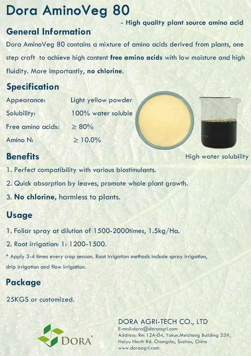 Hot Selling Products 2024 Enzymatic 80% Amino acid powder bio organic fertilizer 100% water solubility amino acid from plants