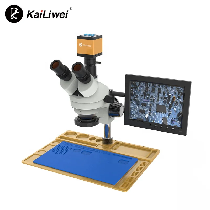 Kailiwei 3.5-180X Mobile Phone Electronic Motherboard CPU Repair Trinocular Stereo Camera Microscope