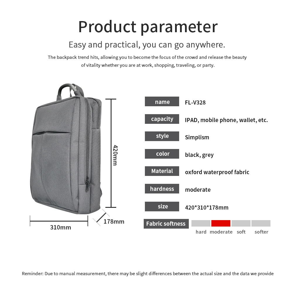 Oxford Waterproof Fabric Fingerprint Men Backpack Shoulder Pads Promotional Anti-theft outdoor sports backpack from China