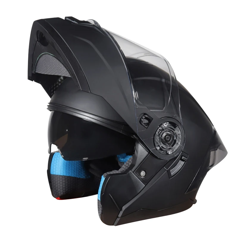 900 Fashion Crash Helmet Motorcycle Motorbike Double Lens ECE 22.06  Flip Up Helmet With Led Motorcycle Helmet Light