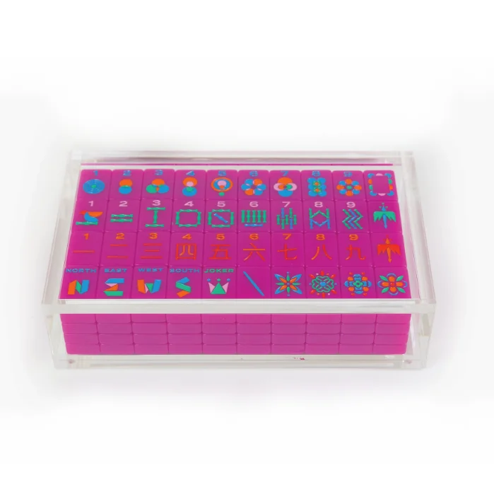 Custom Acrylic Blank Mahjong Tiles With Storage Boxes Deluxe American Mahjong Crystal Luxury Mini Mahjong Set For Travel Game