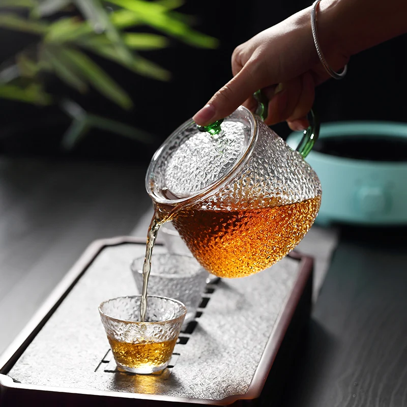 500ml Multi Color Handmade Customized High Borosilicate High Temperature Glass Teapot with Tea Filter and Handle