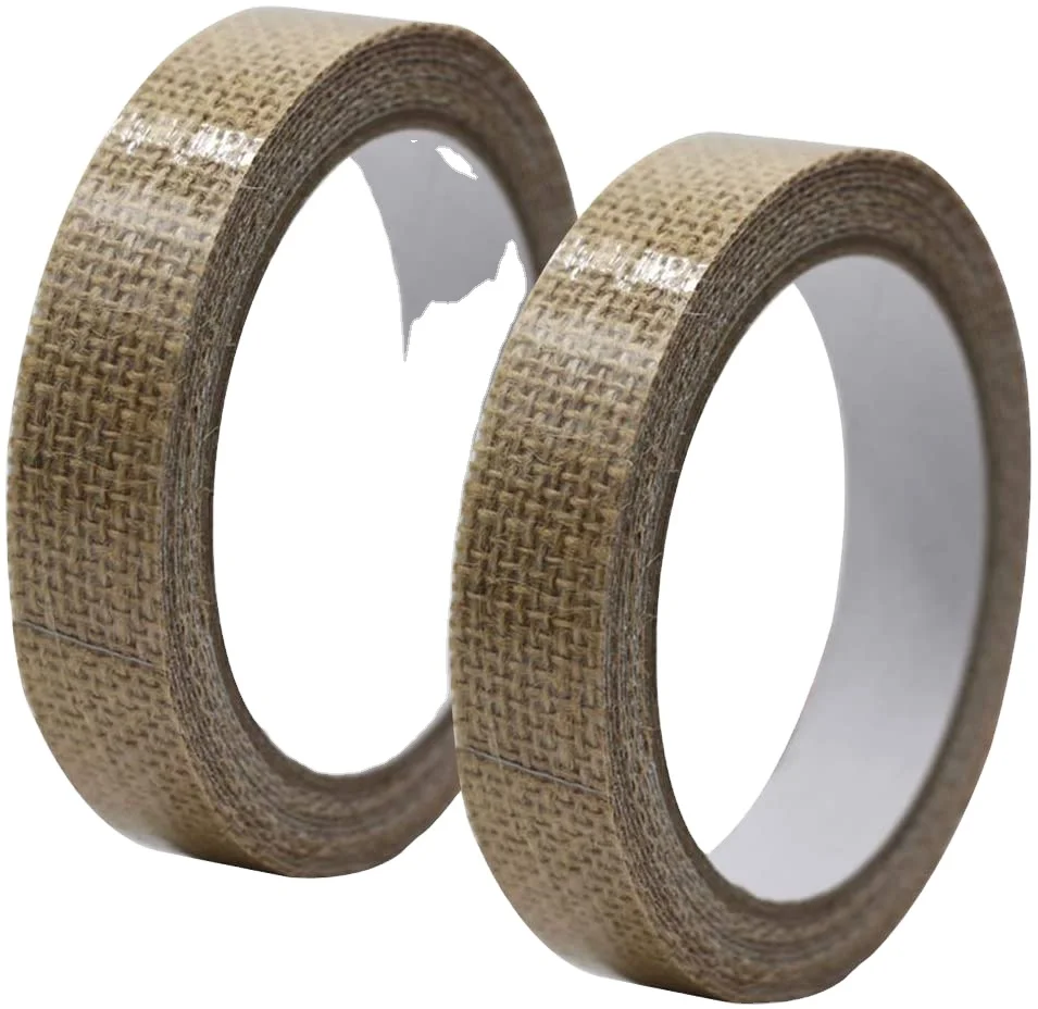 2cm Natural Jute Hand Account Tape 2m Roll with Double Sided Hot Melt Rubber Adhesive for Carton Sealing & Antistatic Feature