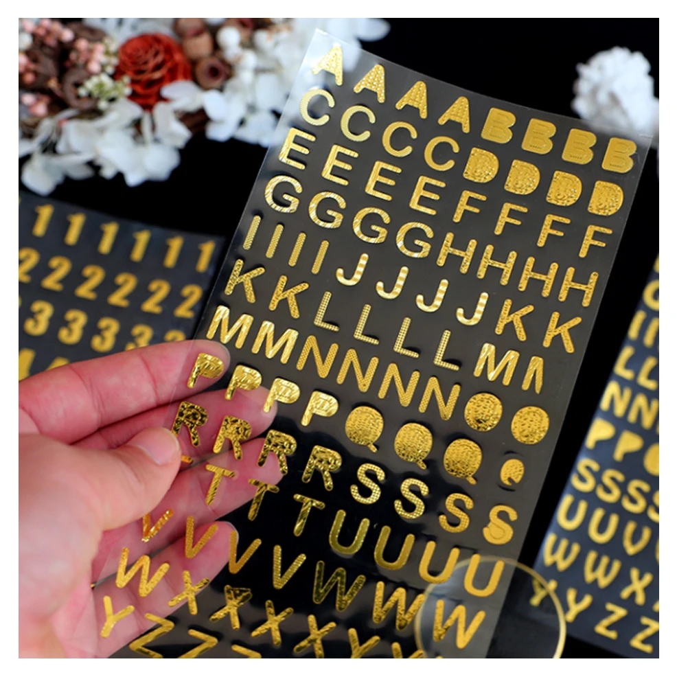 Gold Foil Pvc Colorful Alphabet & Number Sticker
